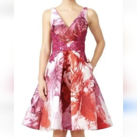 Monique Lhuillier Dresses & Skirts - ML Monique Lhuillier Pink Petal Print Dress